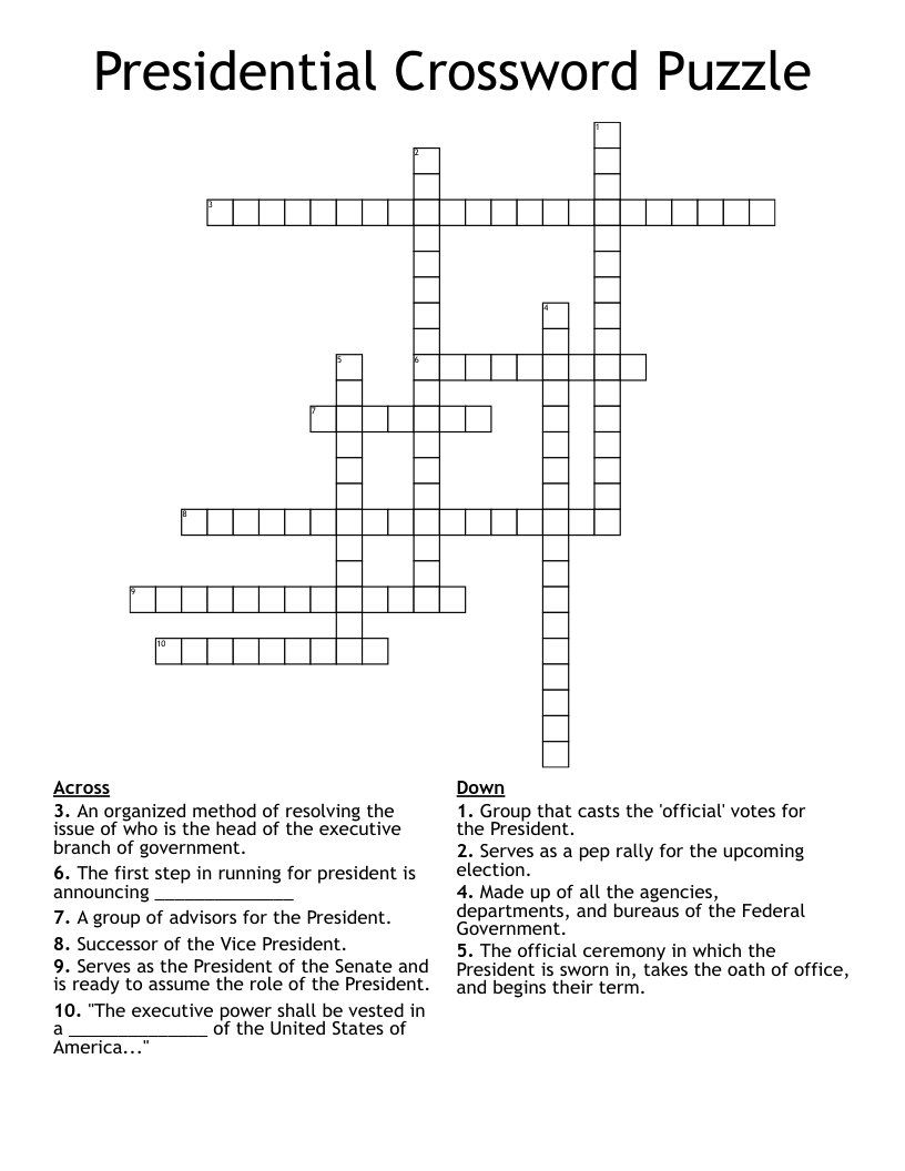 Presidential Crossword Puzzle