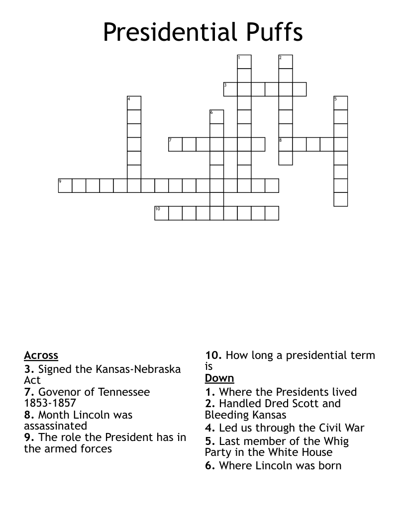 Presidential Puffs Crossword
