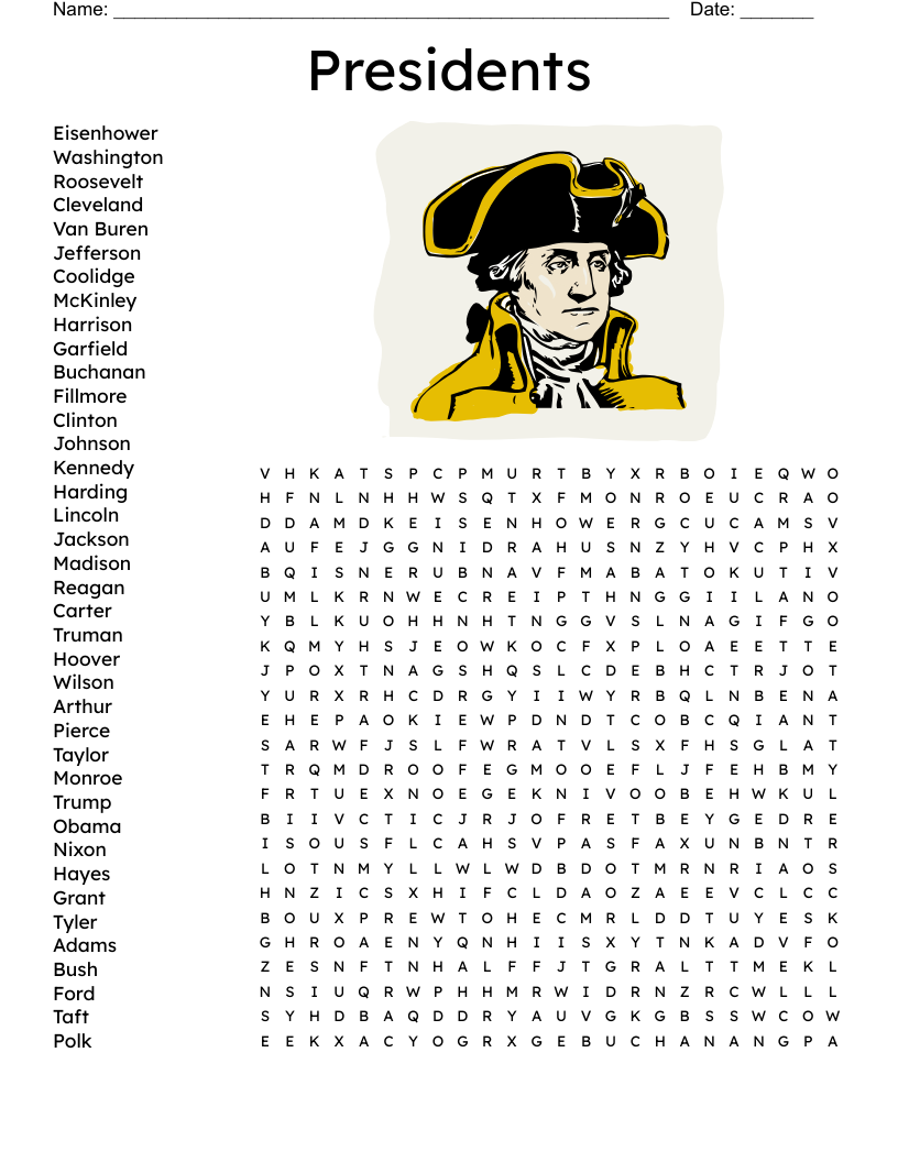 Presidents Word Search