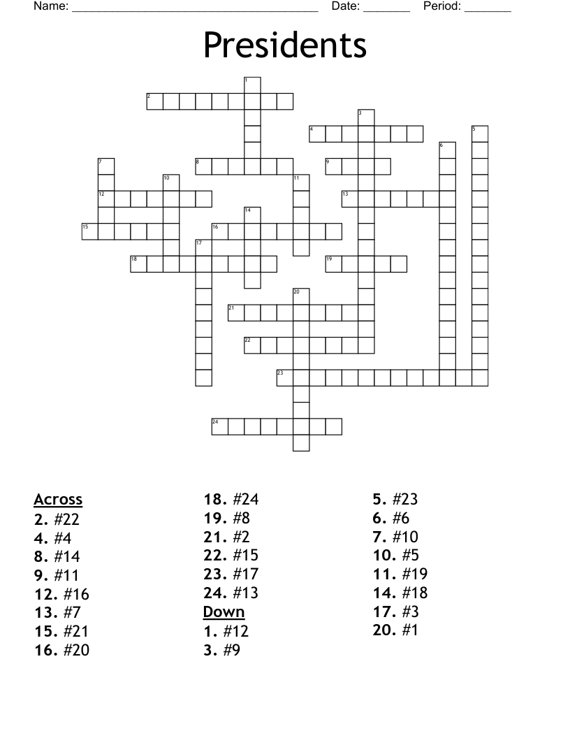 Presidents Crossword