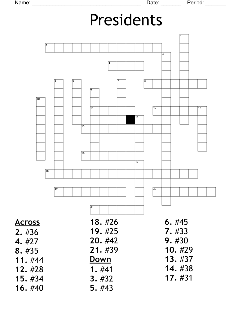Presidents Crossword