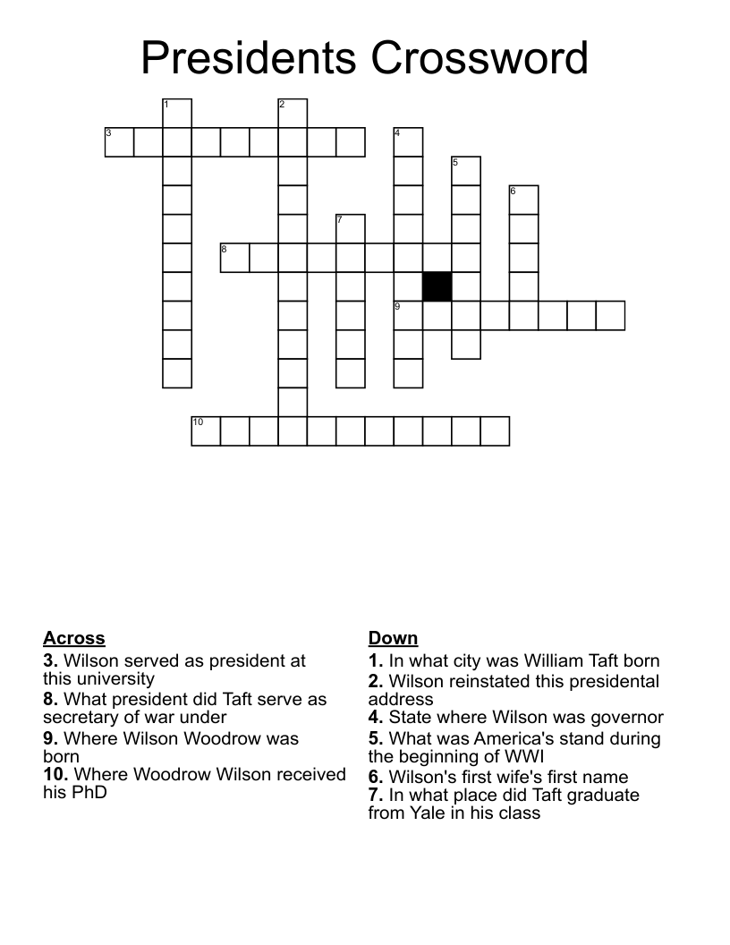 Presidents Crossword