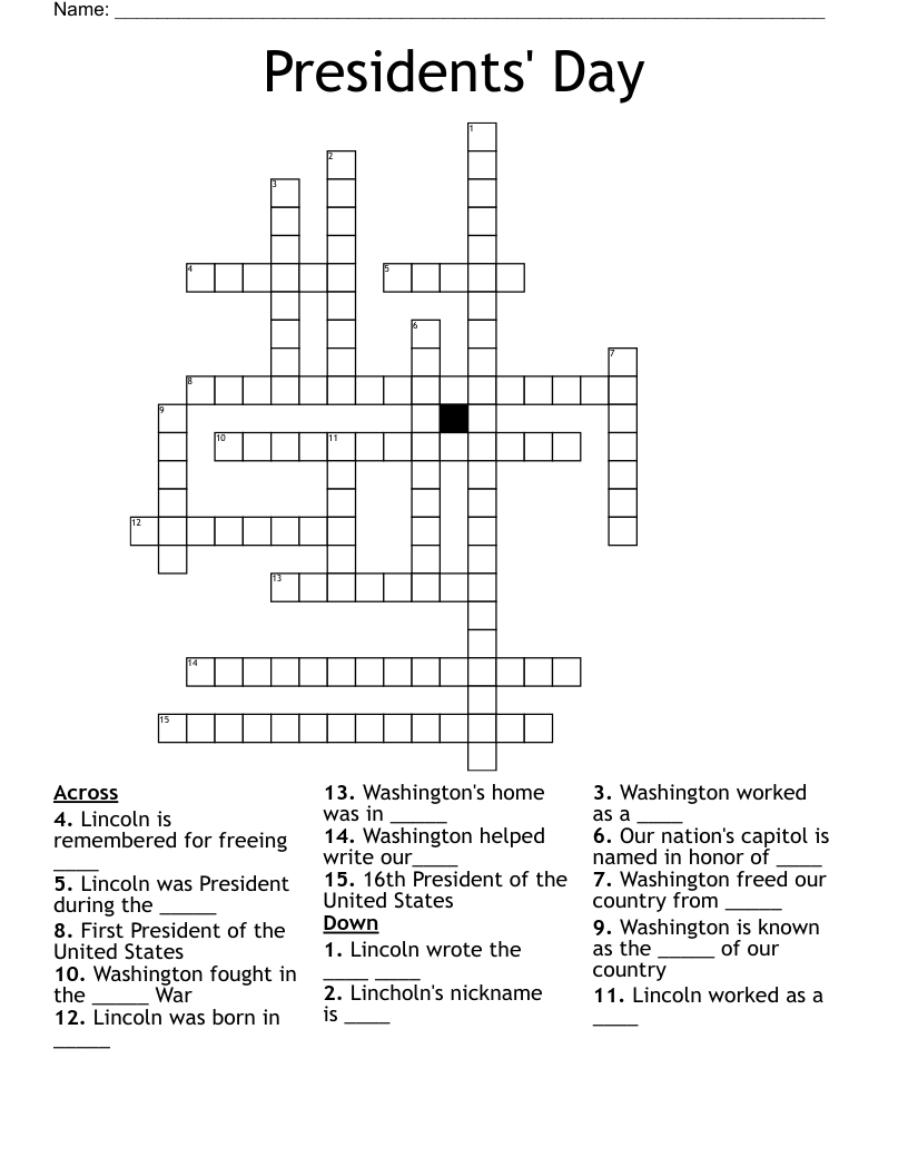 Presidents' Day Crossword
