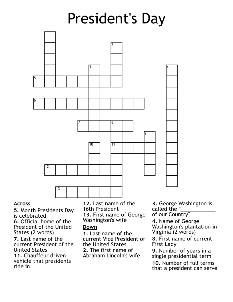 President's Day Crossword