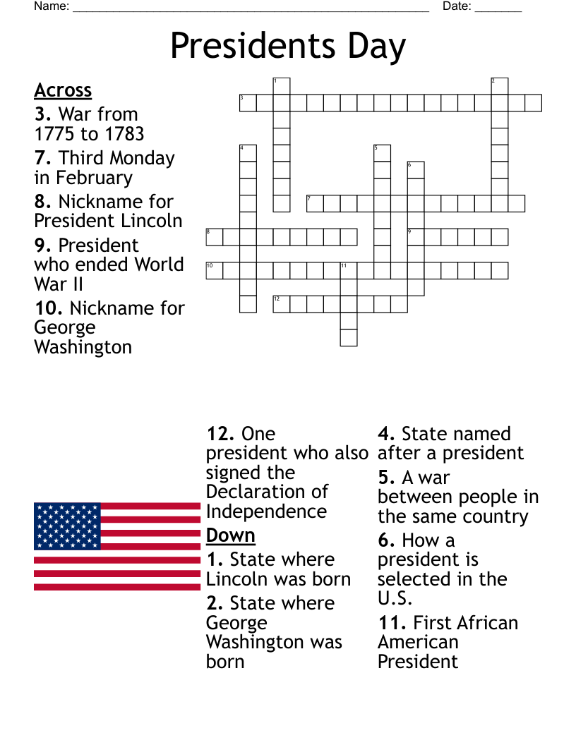 Presidents Day Crossword