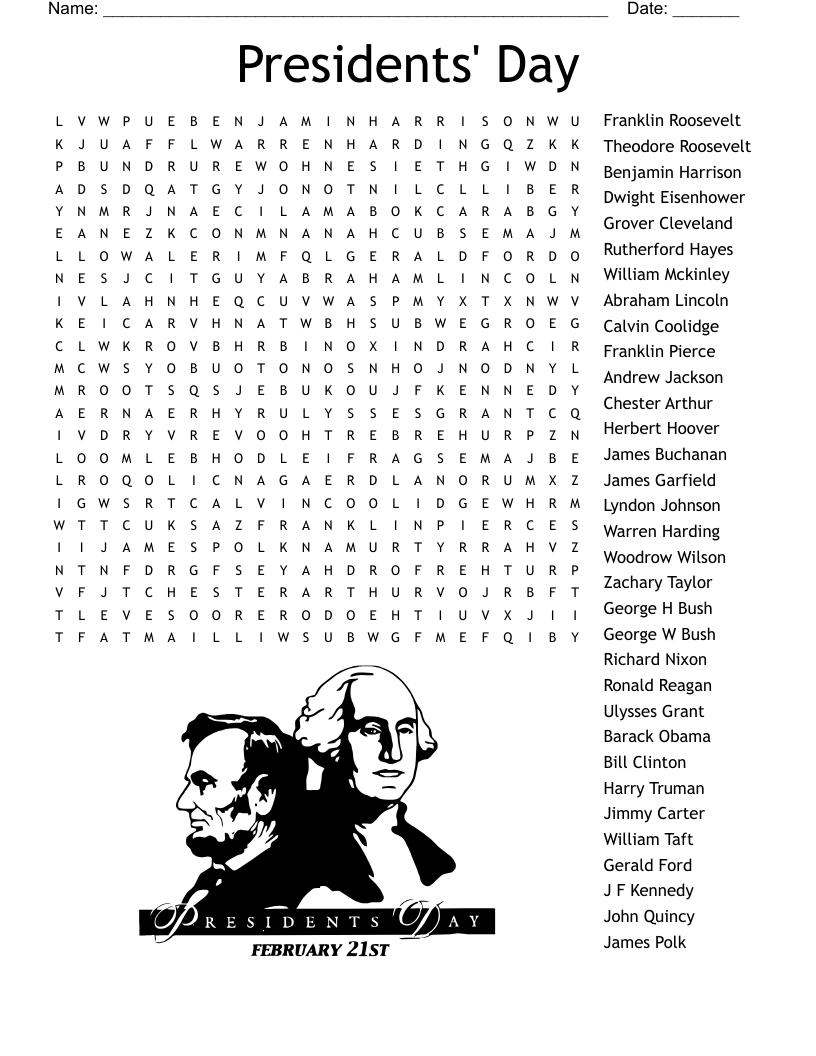 Presidents' Day Word Search