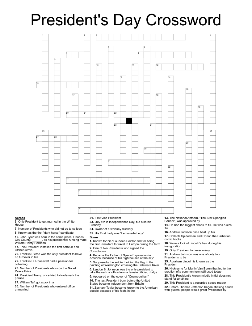 President's Day Crossword