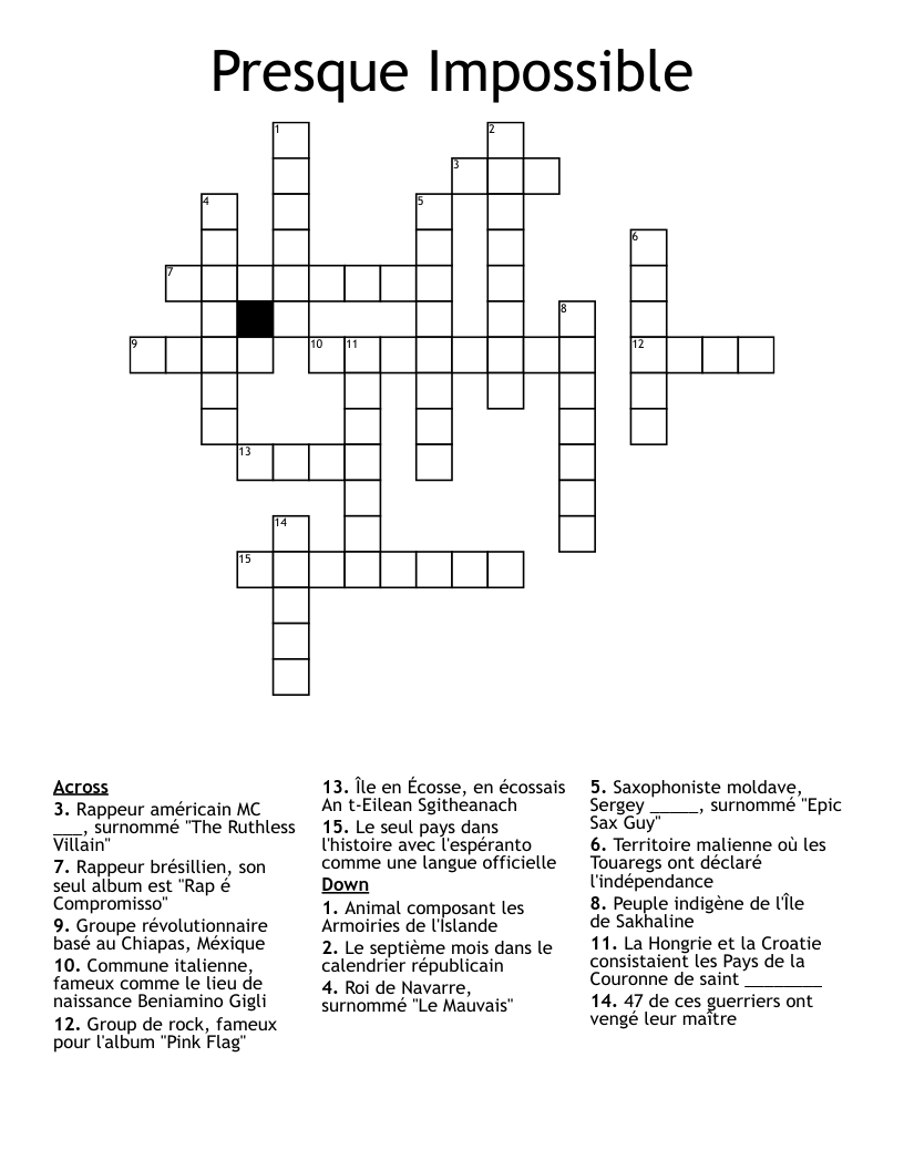 Presque Impossible Crossword