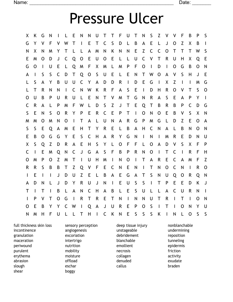 Pressure Ulcer  Word Search