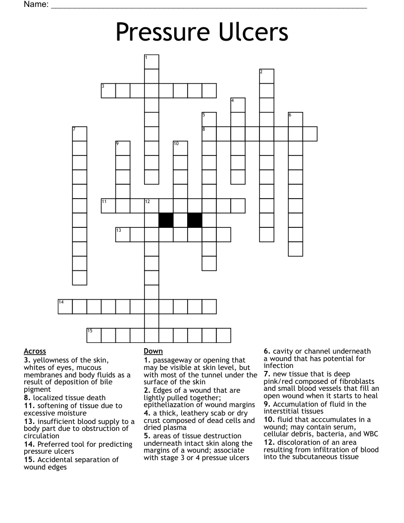 Pressure Ulcers Crossword