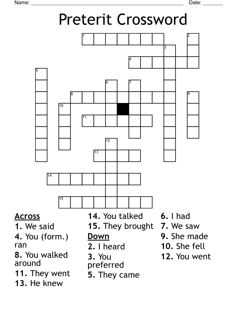 Preterit Crossword
