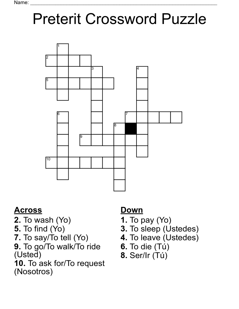 Preterit Crossword Puzzle