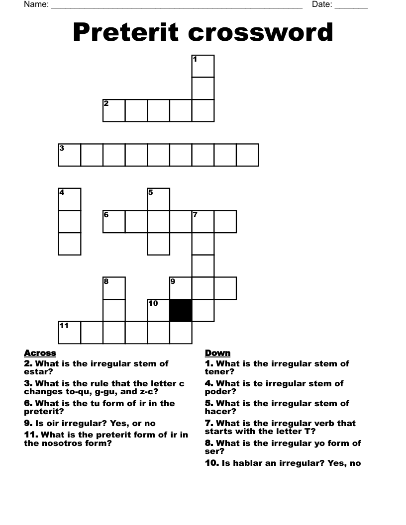 Preterit crossword