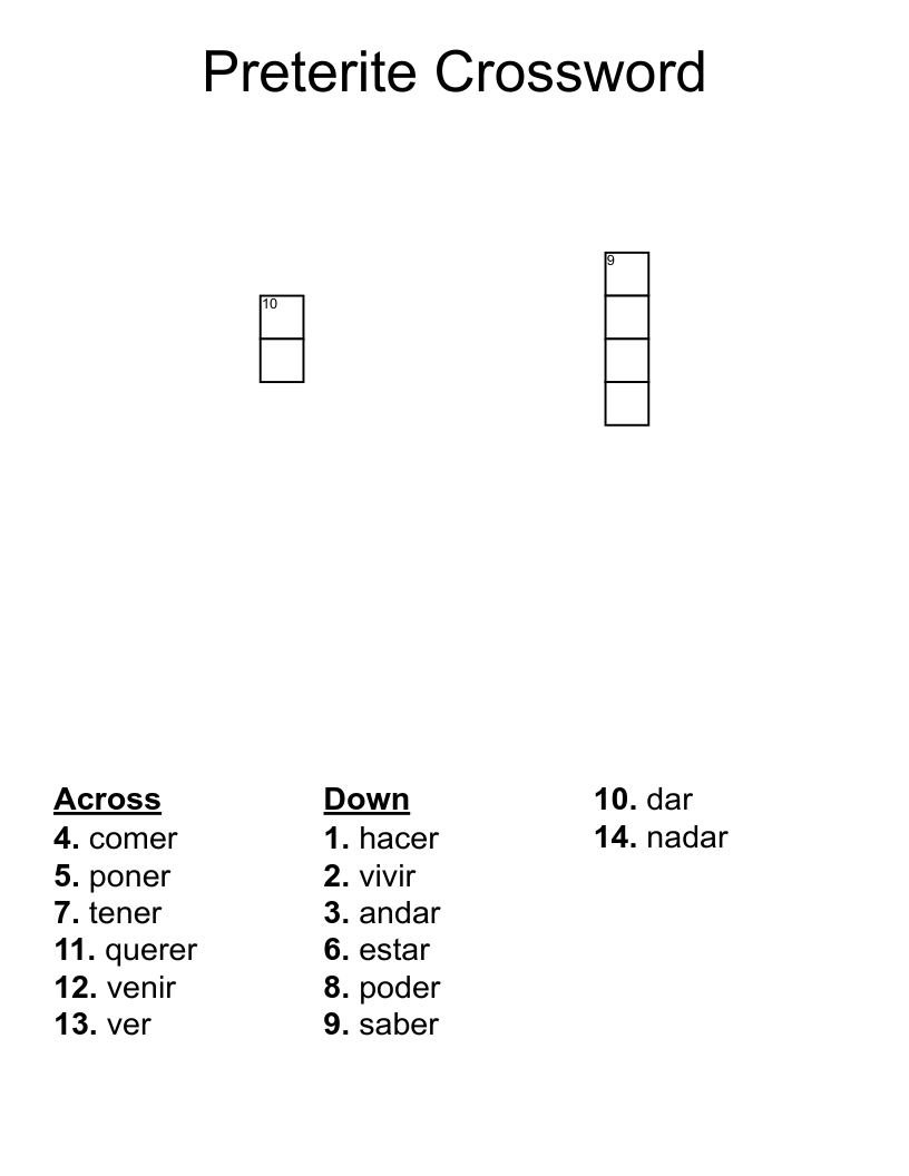 Preterite Crossword