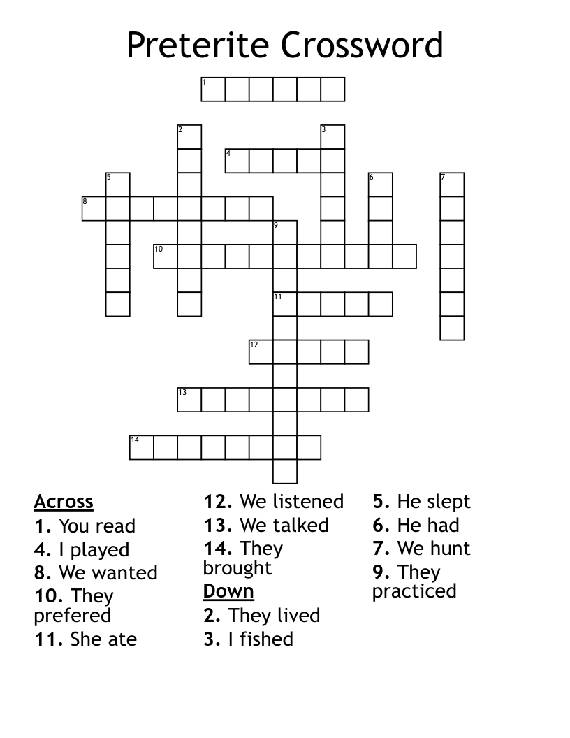 Preterite Crossword