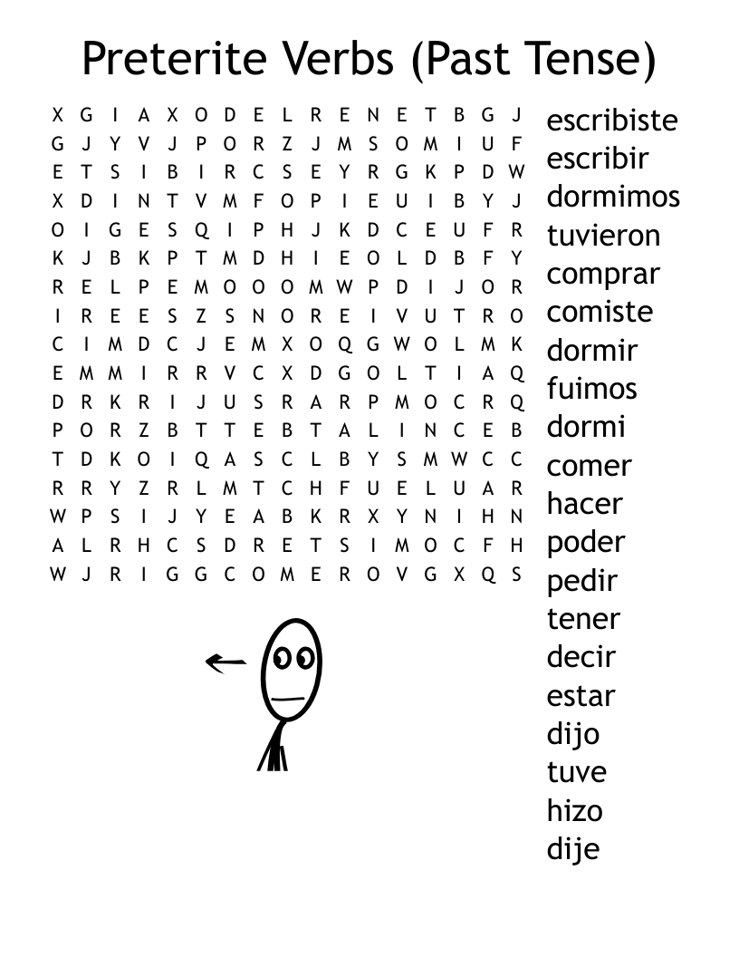 Preterite Verbs (Past Tense) Word Search
