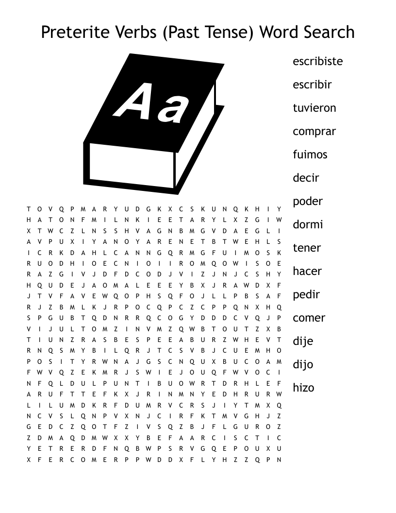 Preterite Verbs (Past Tense) Word Search