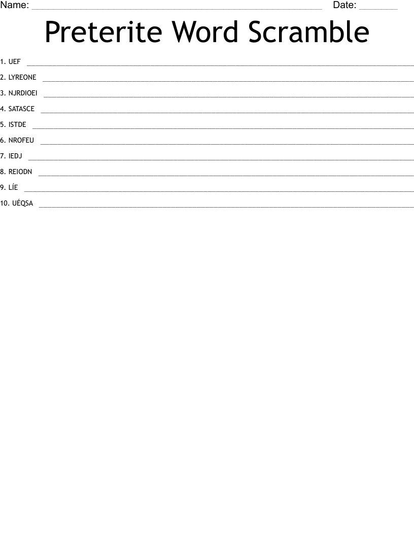 Preterite Word Scramble 