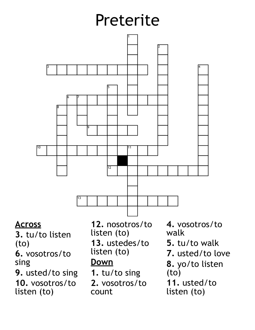 Preterite  Crossword
