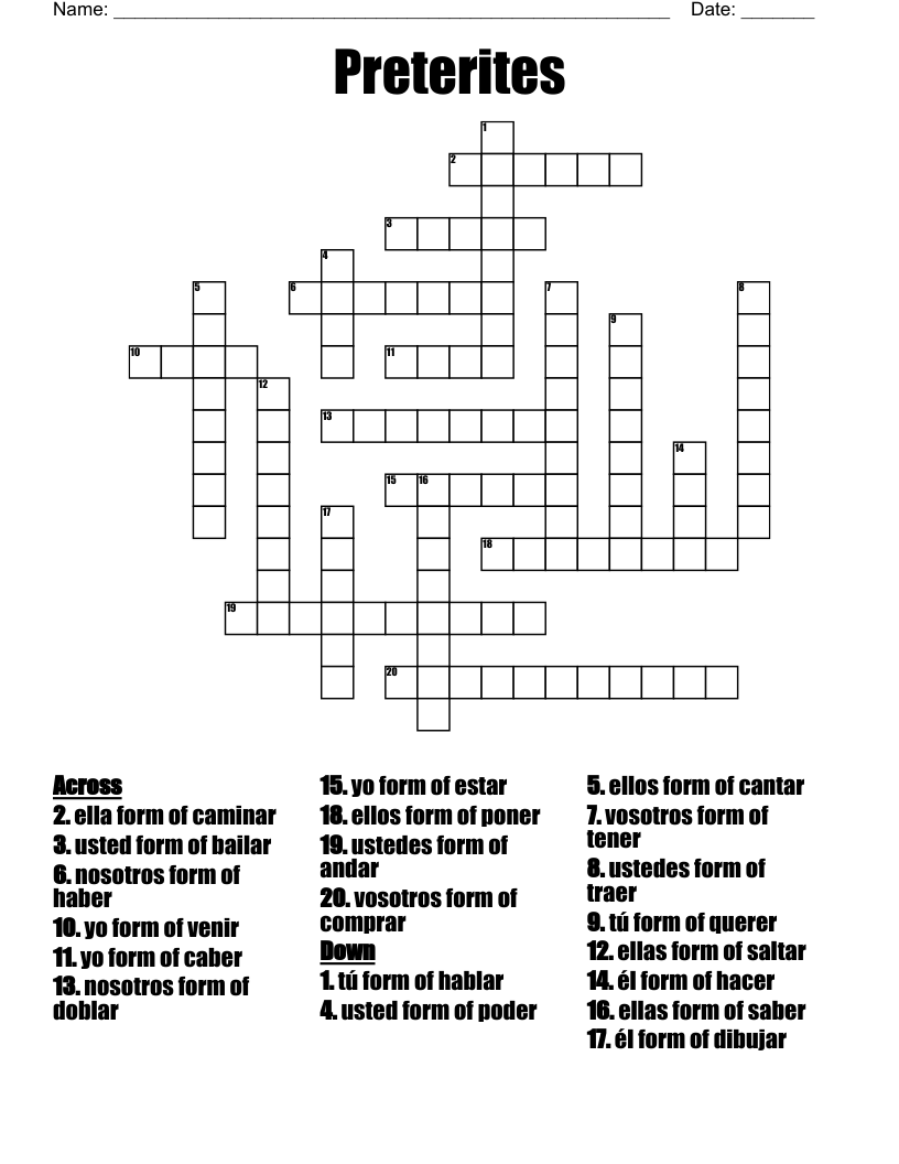 Preterites Crossword
