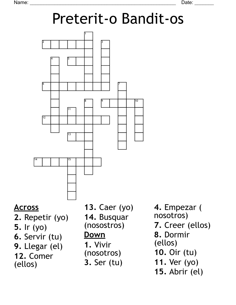 Preterit-o Bandit-os  Crossword