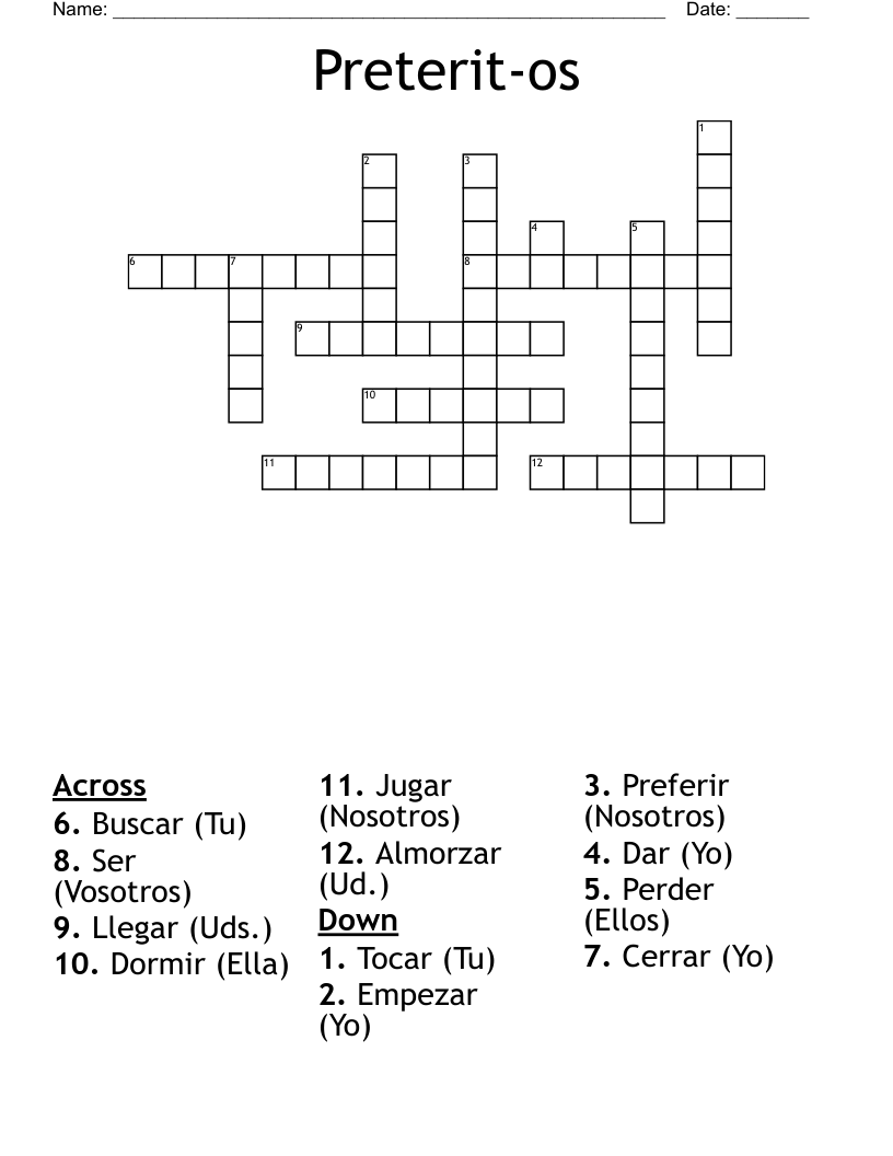 Preterit-os Crossword