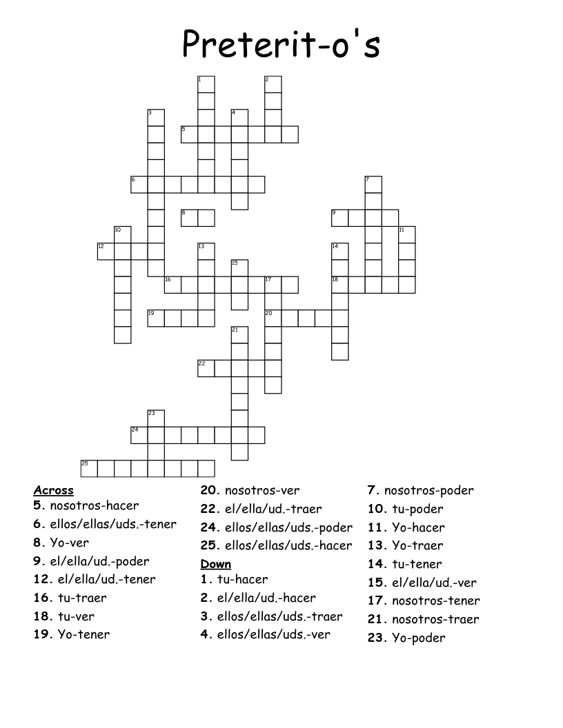 Preterit-o's Crossword