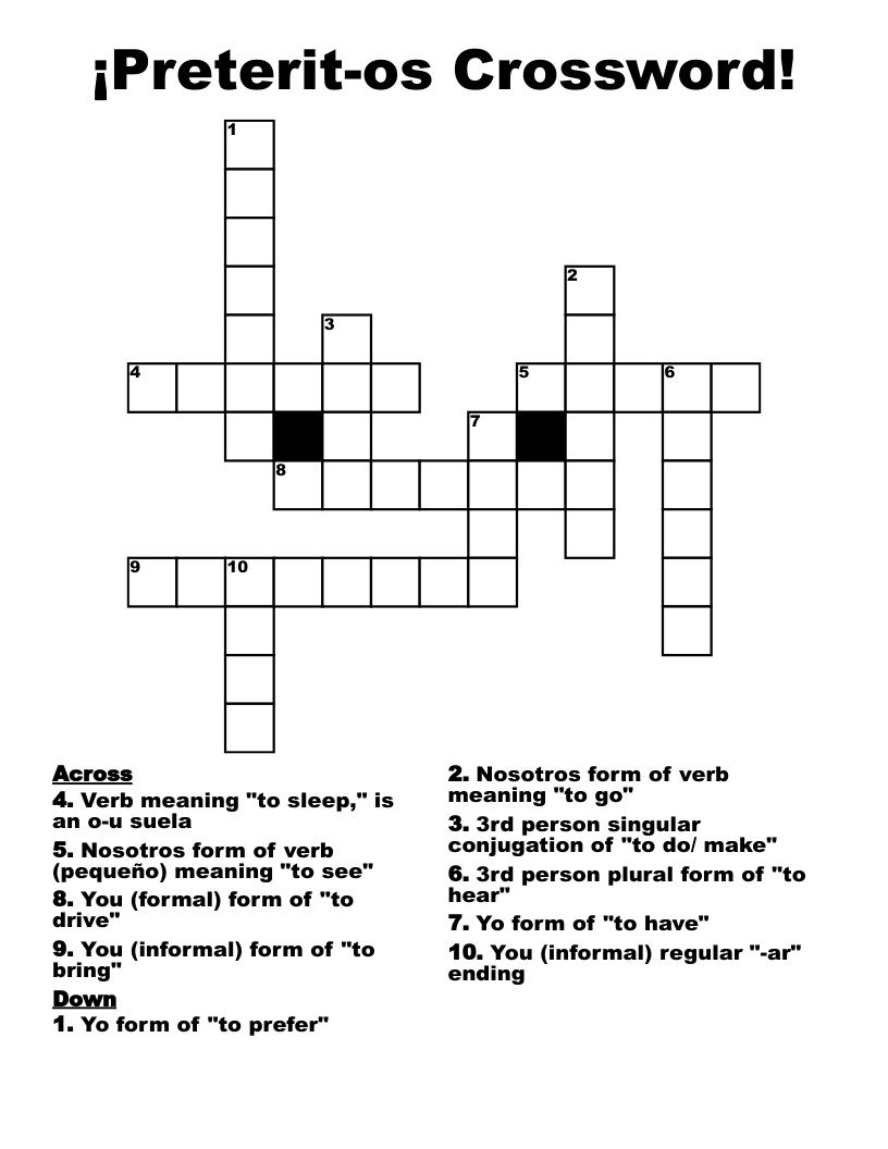 ¡Preterit-os Crossword!