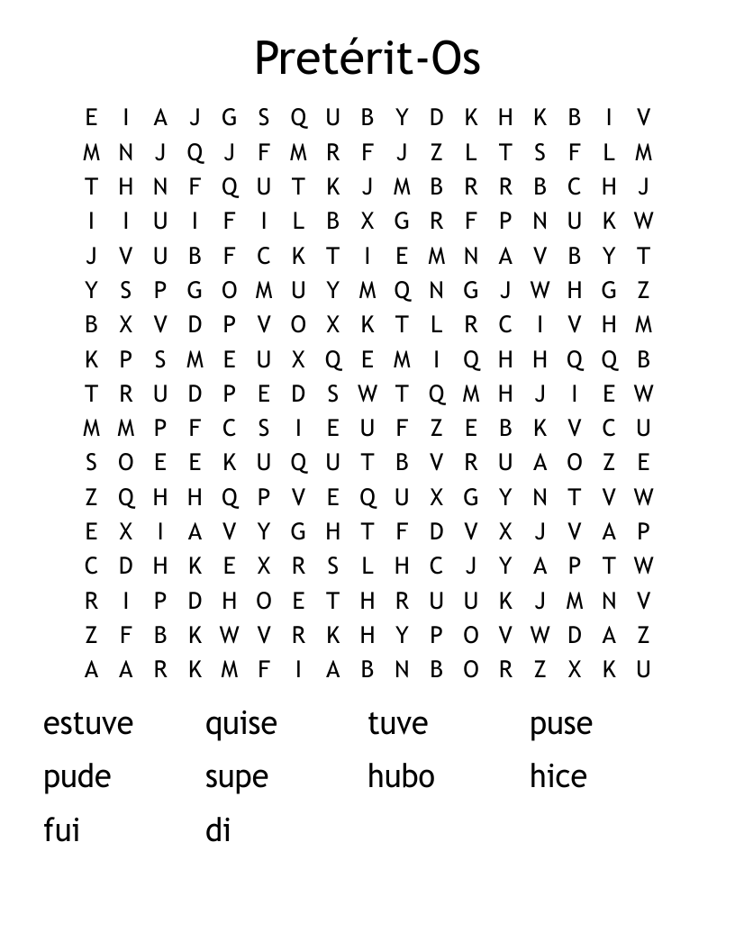 Pretérit-Os Word Search