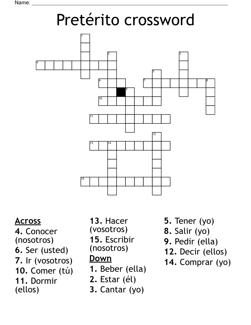 Pretérito crossword 