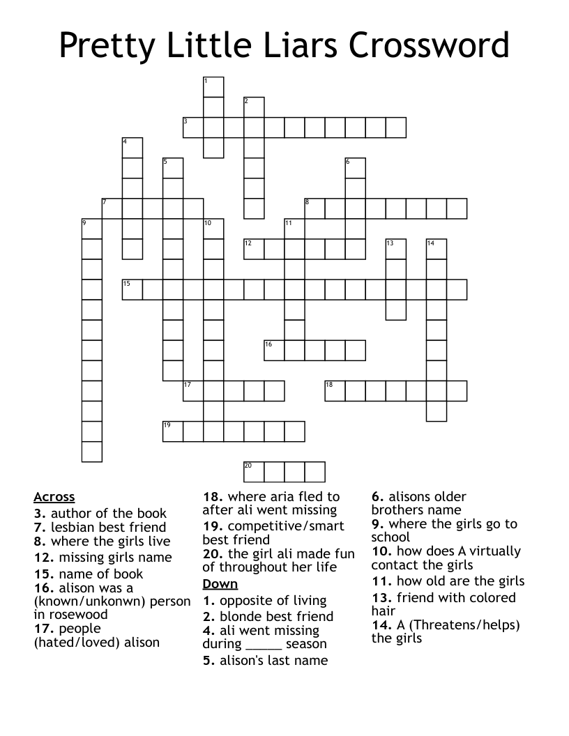 Pretty Little Liars Crossword