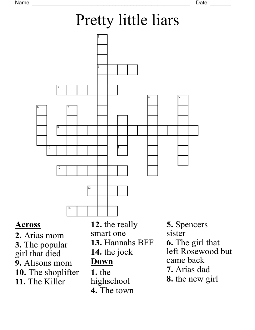 Pretty little liars  Crossword
