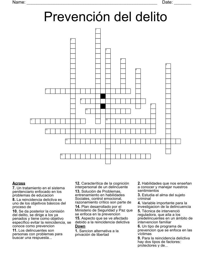 Prevención del delito Crossword