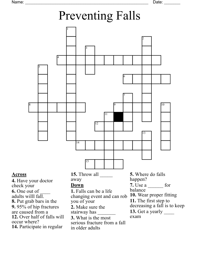 Preventing Falls Crossword