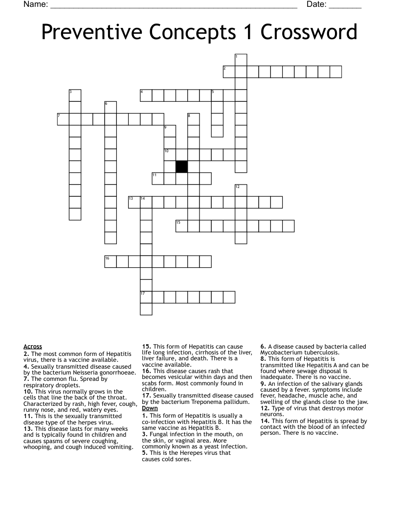 Preventive Concepts 1 Crossword