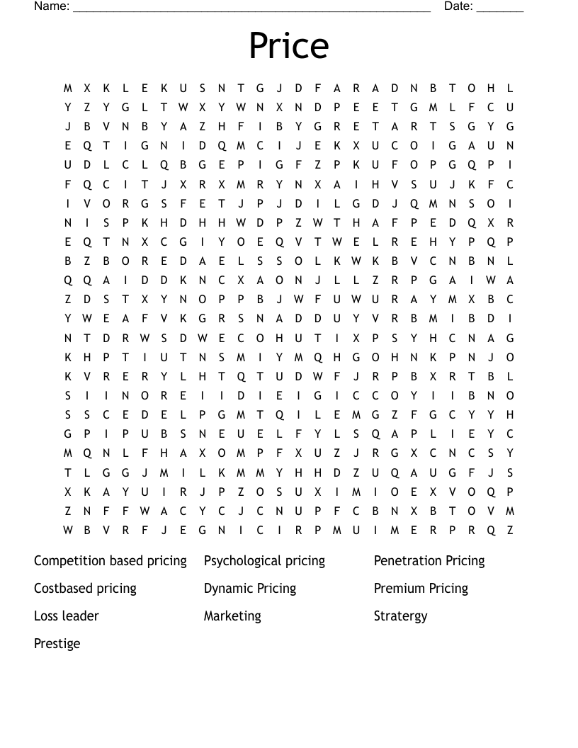 Price  Word Search