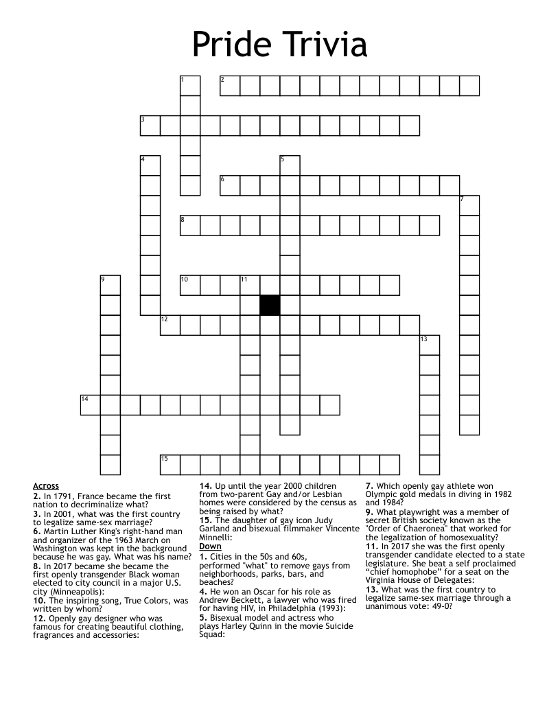 Pride Trivia Crossword