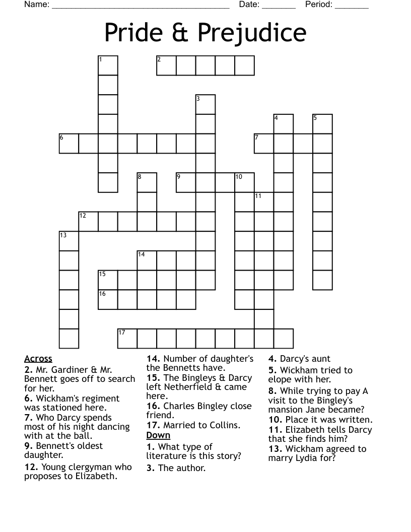 Pride & Prejudice Crossword