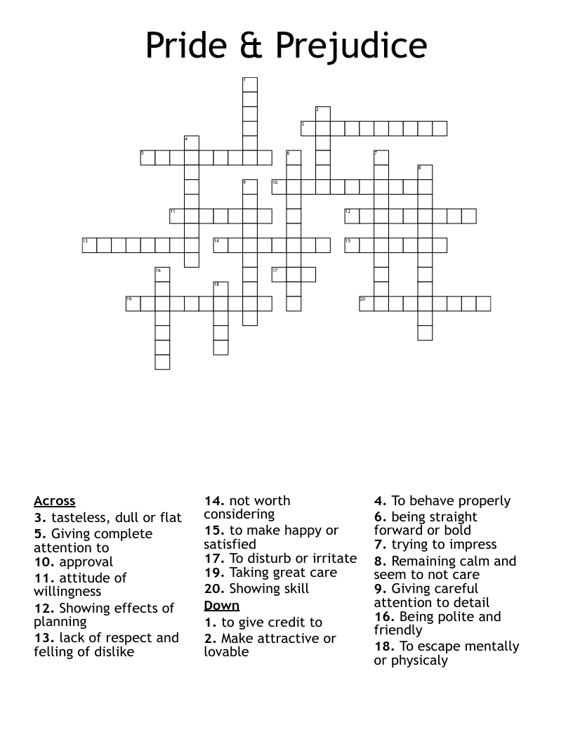 Pride & Prejudice Crossword