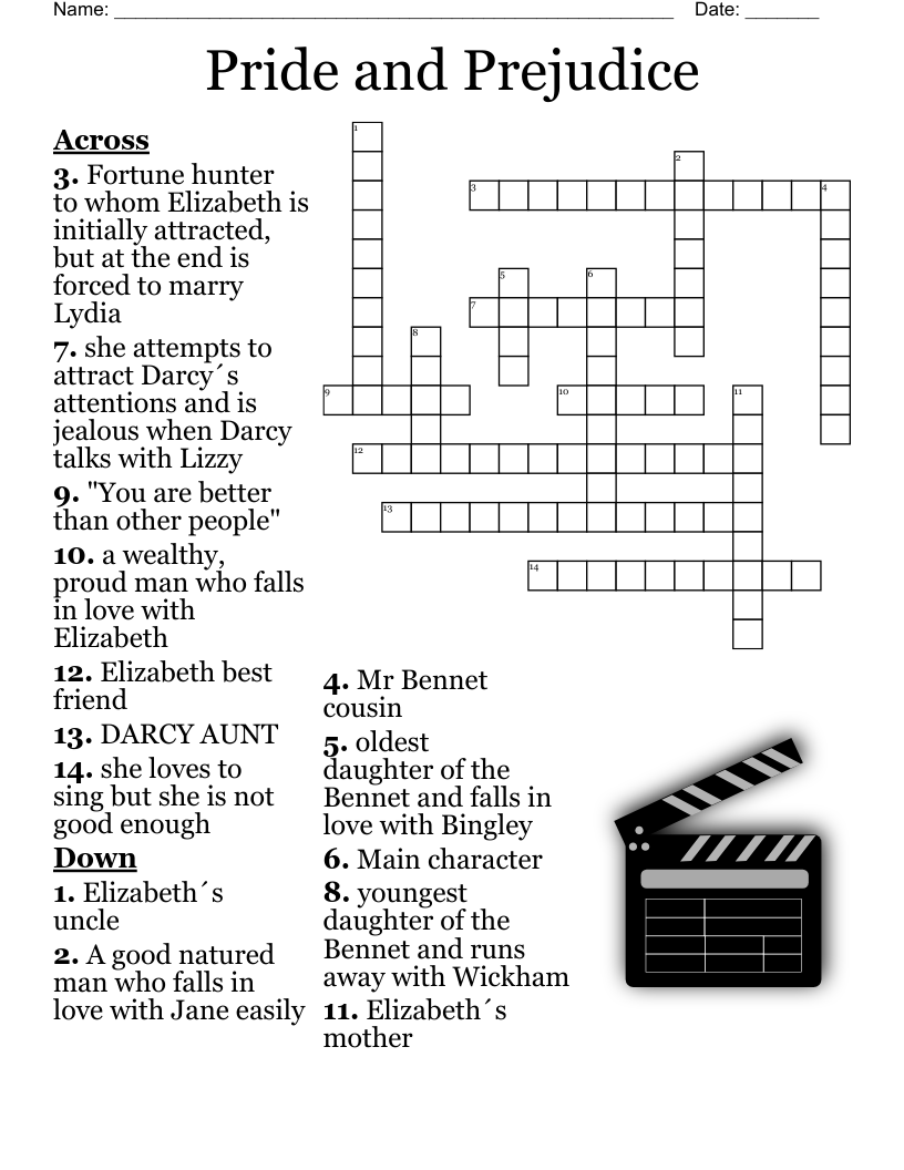 Pride and Prejudice Crossword