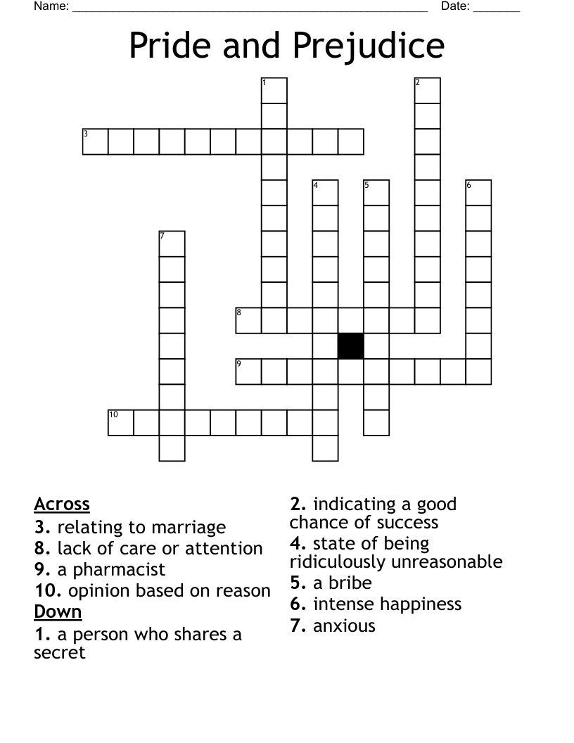 Pride and Prejudice Crossword
