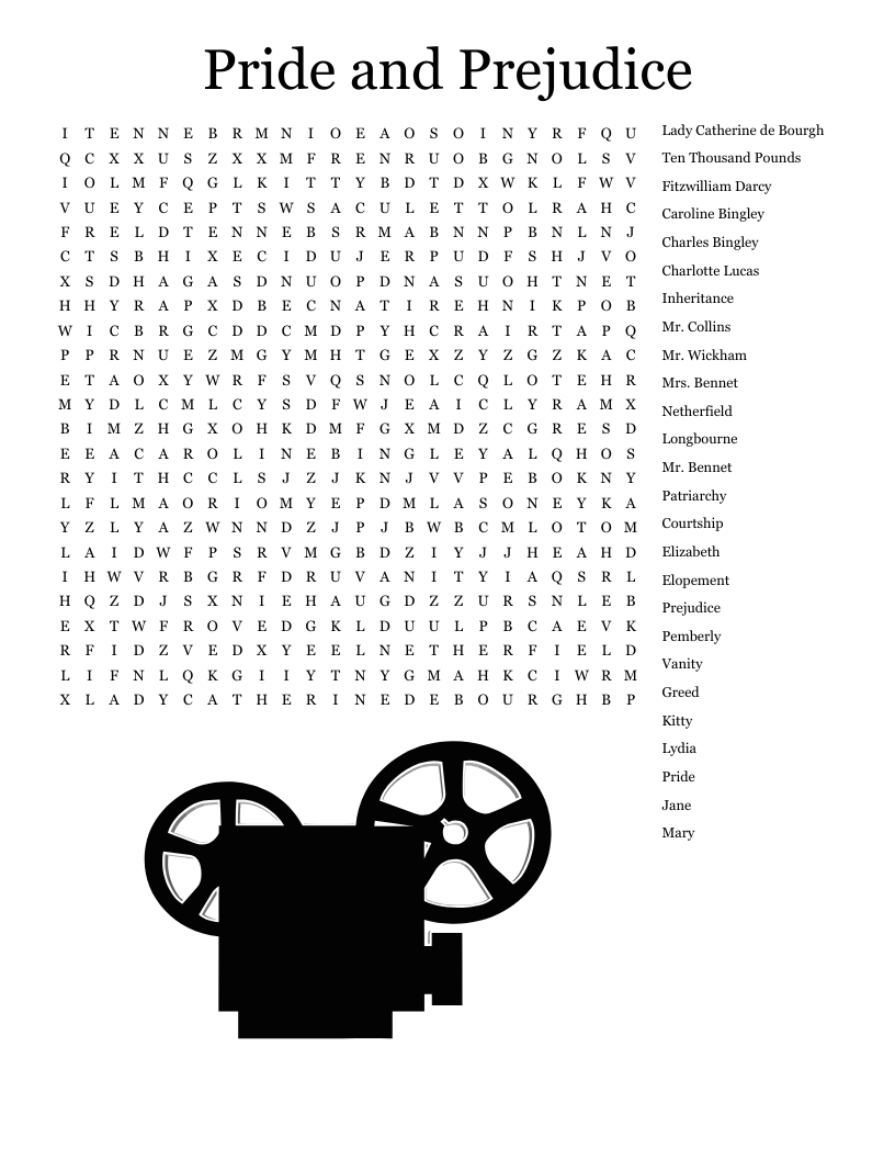 Pride and Prejudice Word Search