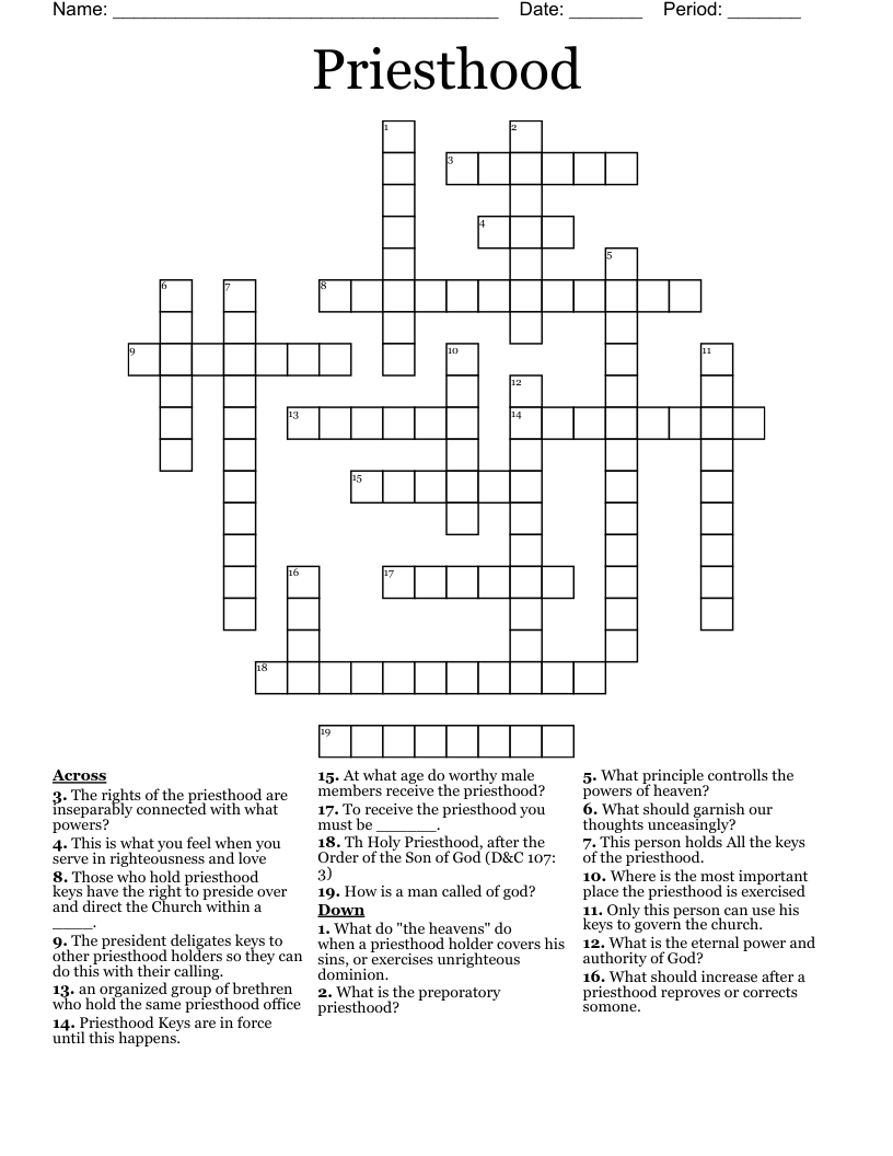 Priesthood Crossword