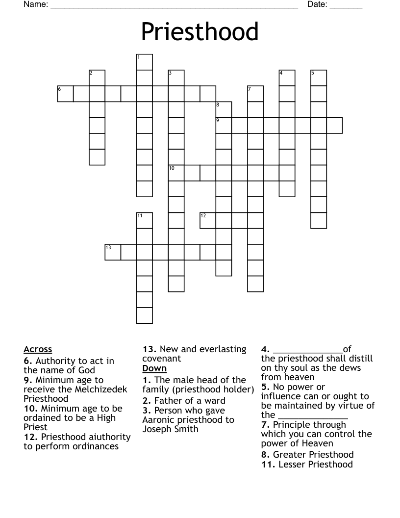 Priesthood Crossword