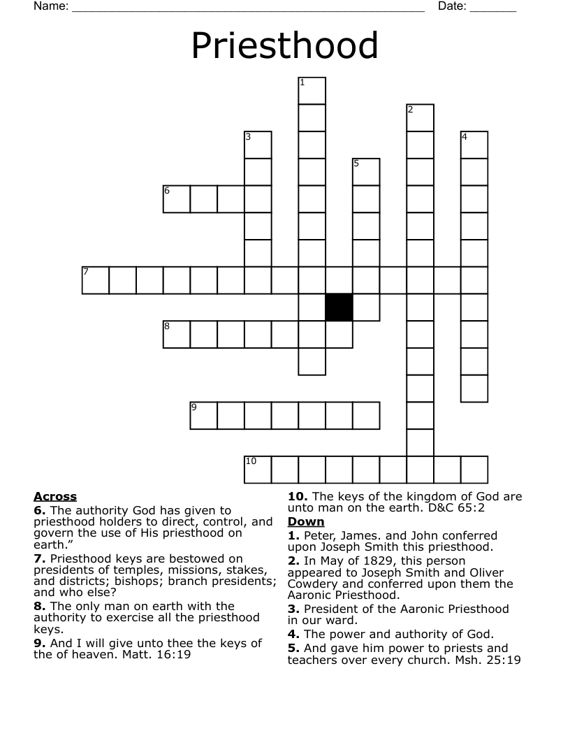 Priesthood Crossword