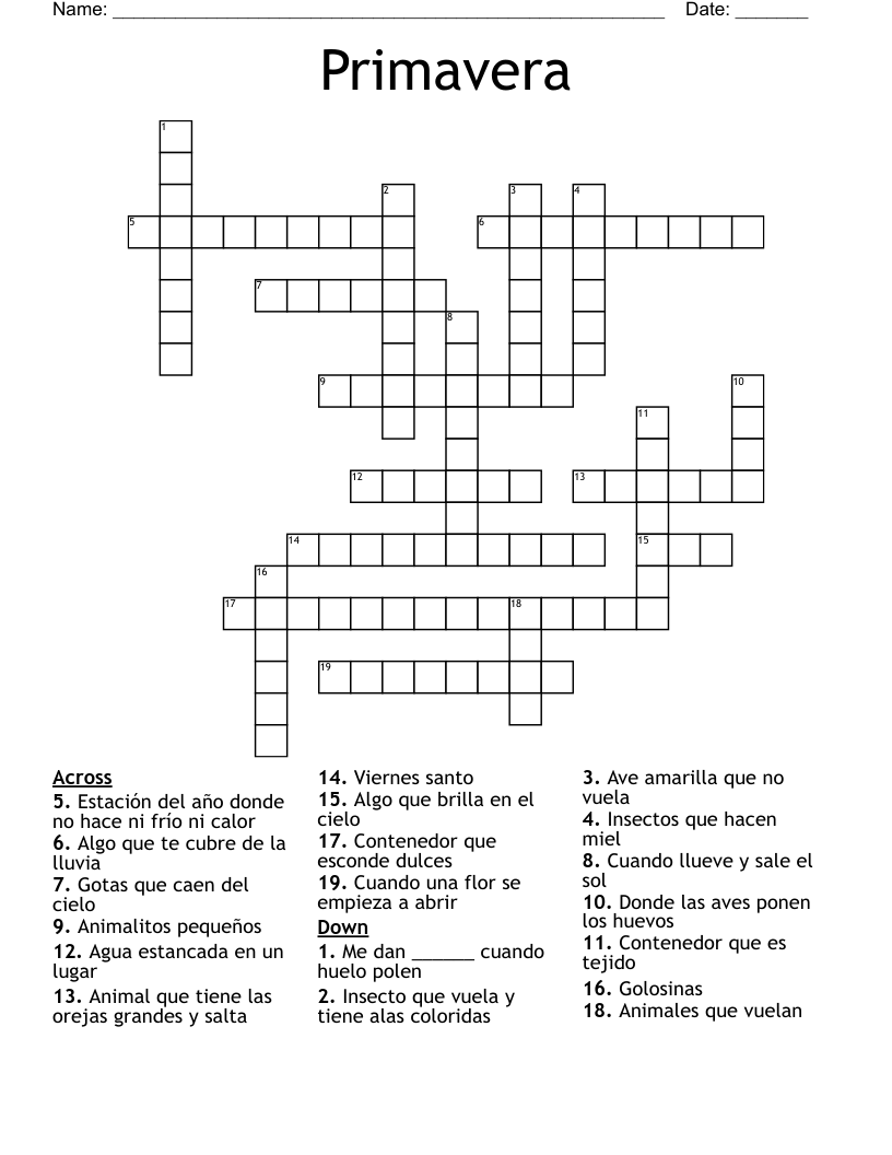 Primavera  Crossword