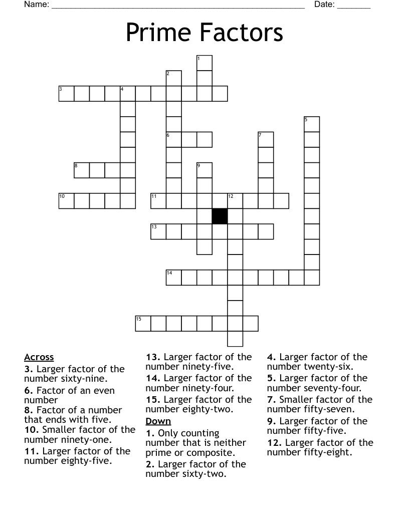 Prime Factors Crossword