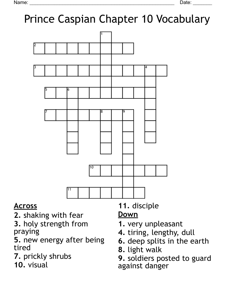 Prince Caspian Chapter 10 Vocabulary Crossword