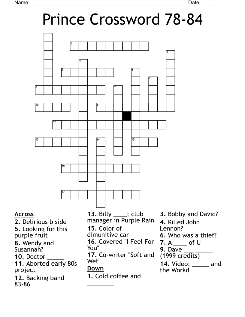 Prince Crossword 78-84