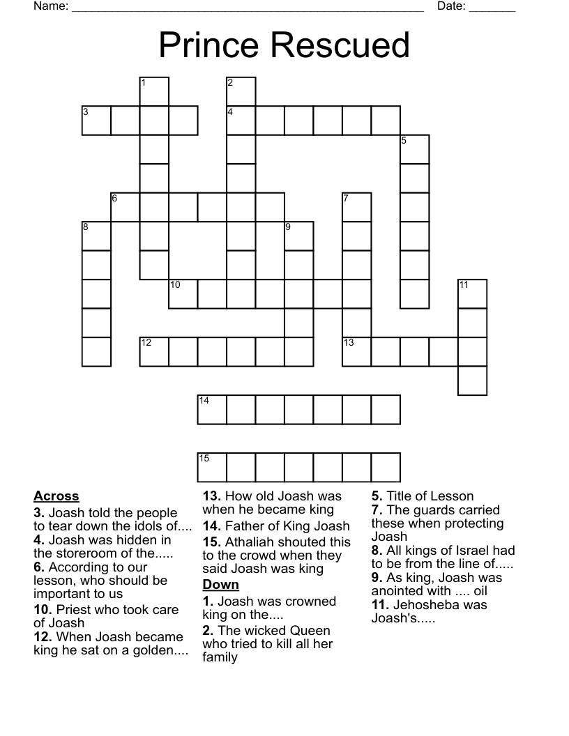Prince Rescued Crossword